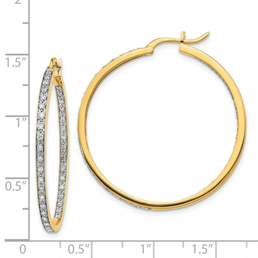 14k Diamond In/Out Hoop Earrings