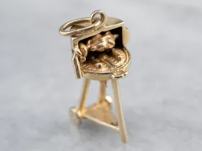 14K Gold Moving Rotisserie Grill Charm