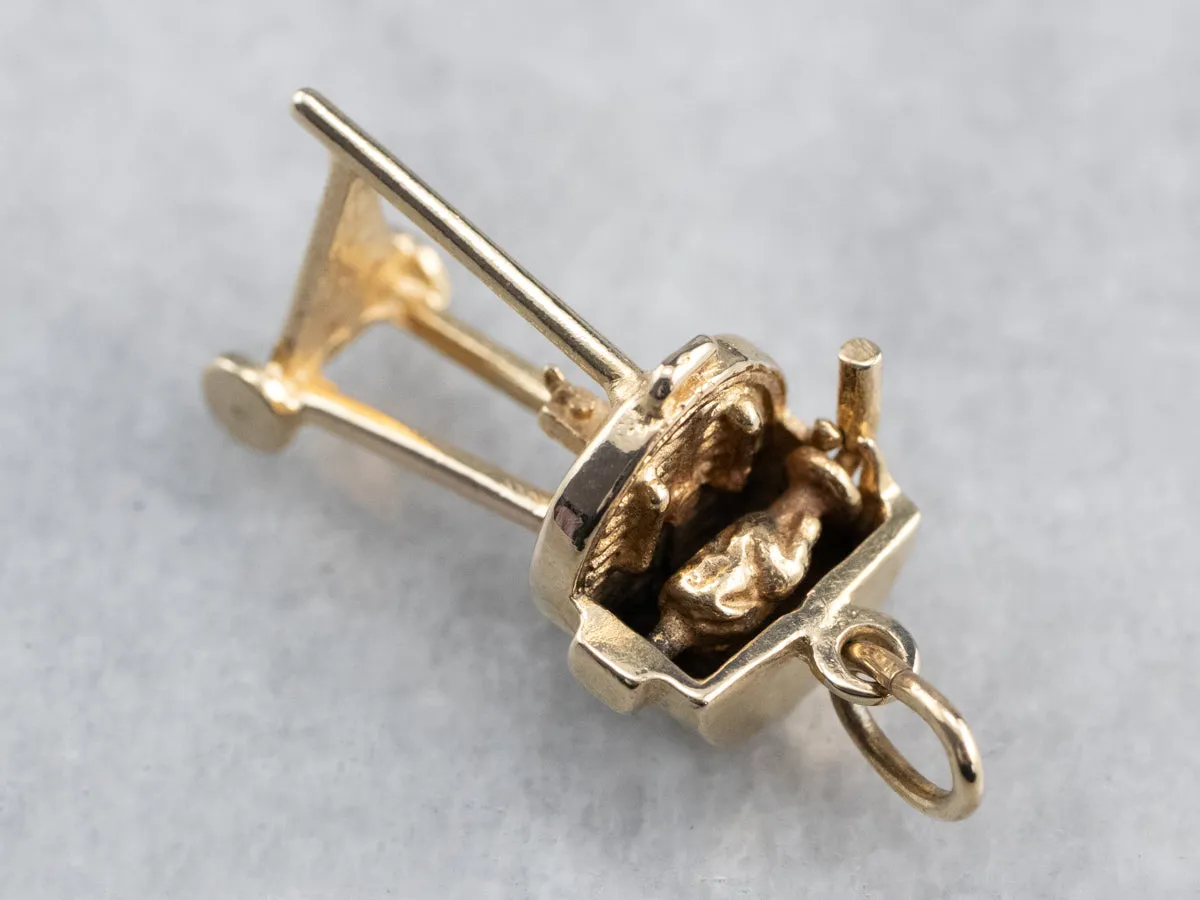 14K Gold Moving Rotisserie Grill Charm