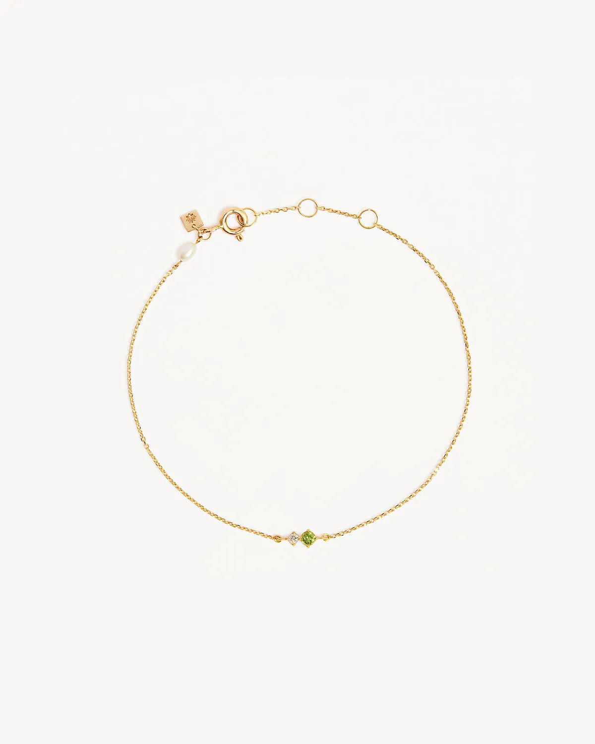 14k Solid Gold Magic Within Birthstone Diamond Bracelet - August - Peridot