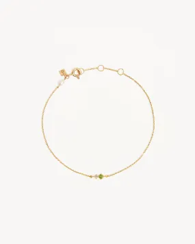 14k Solid Gold Magic Within Birthstone Diamond Bracelet - August - Peridot