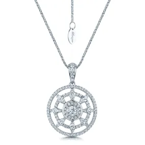 18ct White Gold Diamond Set Circle Openwork Pendant