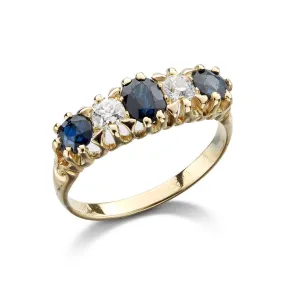 18ct Yellow Gold Sapphire & Diamond Ring