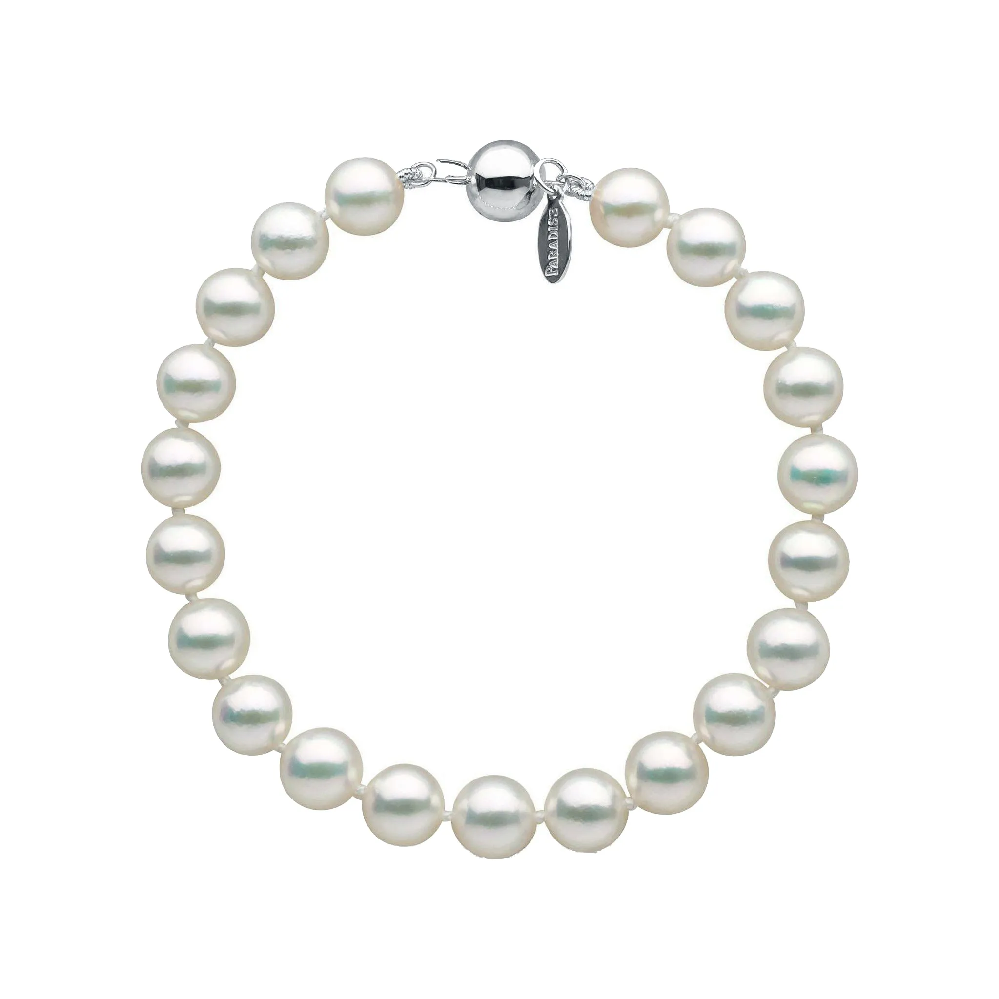 7.5-8.0 mm Natural White Hanadama Akoya Pearl Bracelet