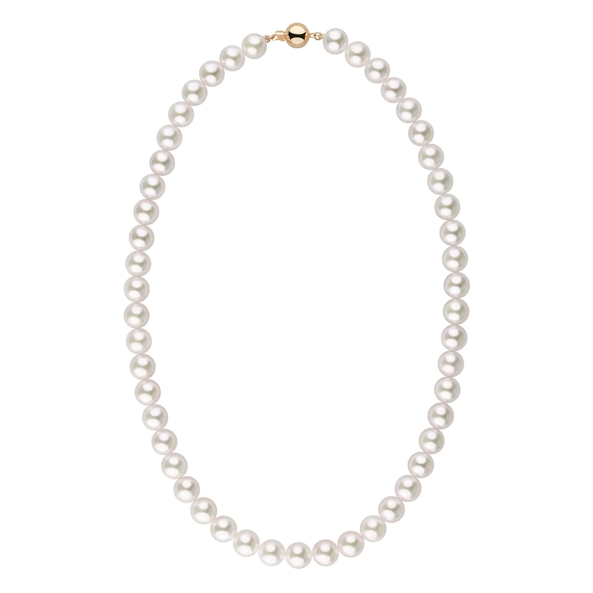 8.0-8.5 mm 18 Inch AA  Bright White Silver Tone Akoya Pearl Necklace