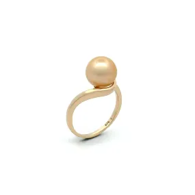 9K Yellow Gold South Sea Cultured 9 - 10mm Pearl Ring