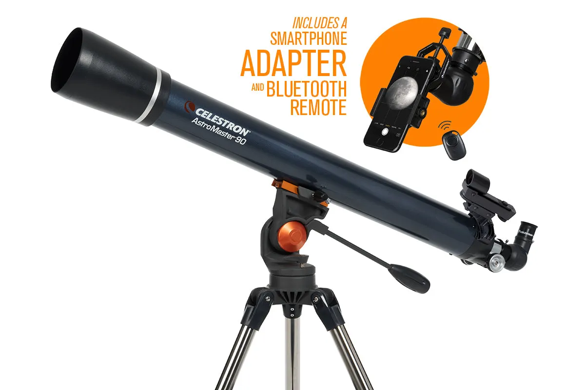 AstroMaster 90AZ Telescope with Smartphone Adapter and Bluetooth Remote