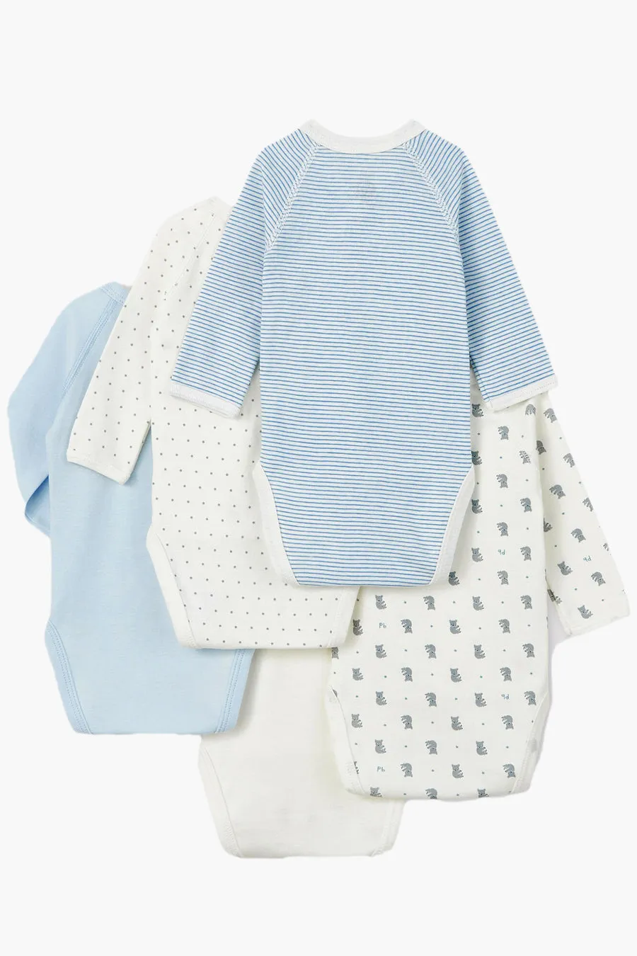 Baby Onesie Petit Bateau 5-Pack Kimono - Blue