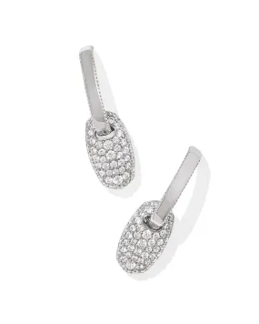 Bailey Pave Huggie Earring in Rhodium White Crystal