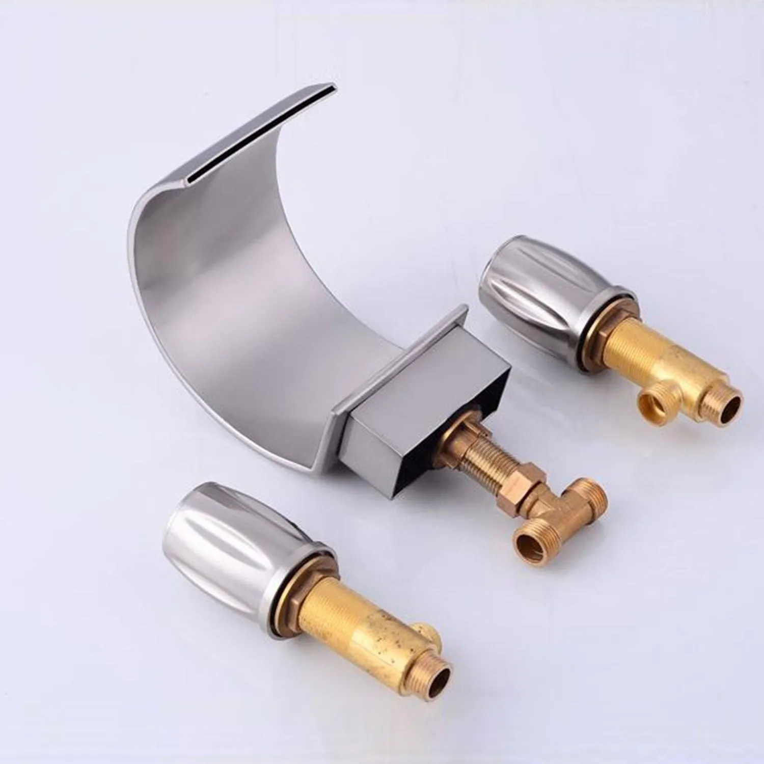 C Shaped Brass Waterfall Bathroom Tap