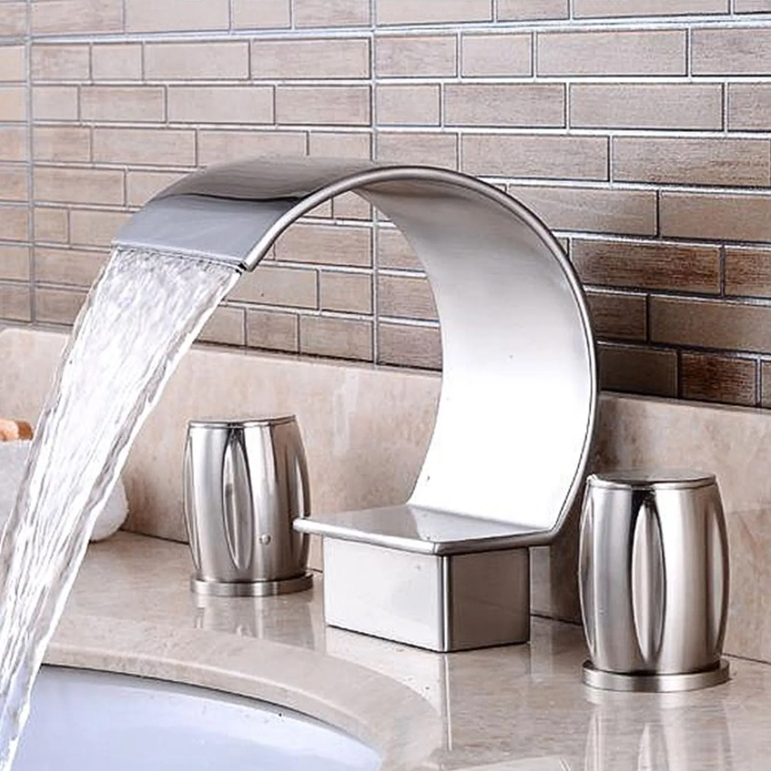 C Shaped Brass Waterfall Bathroom Tap