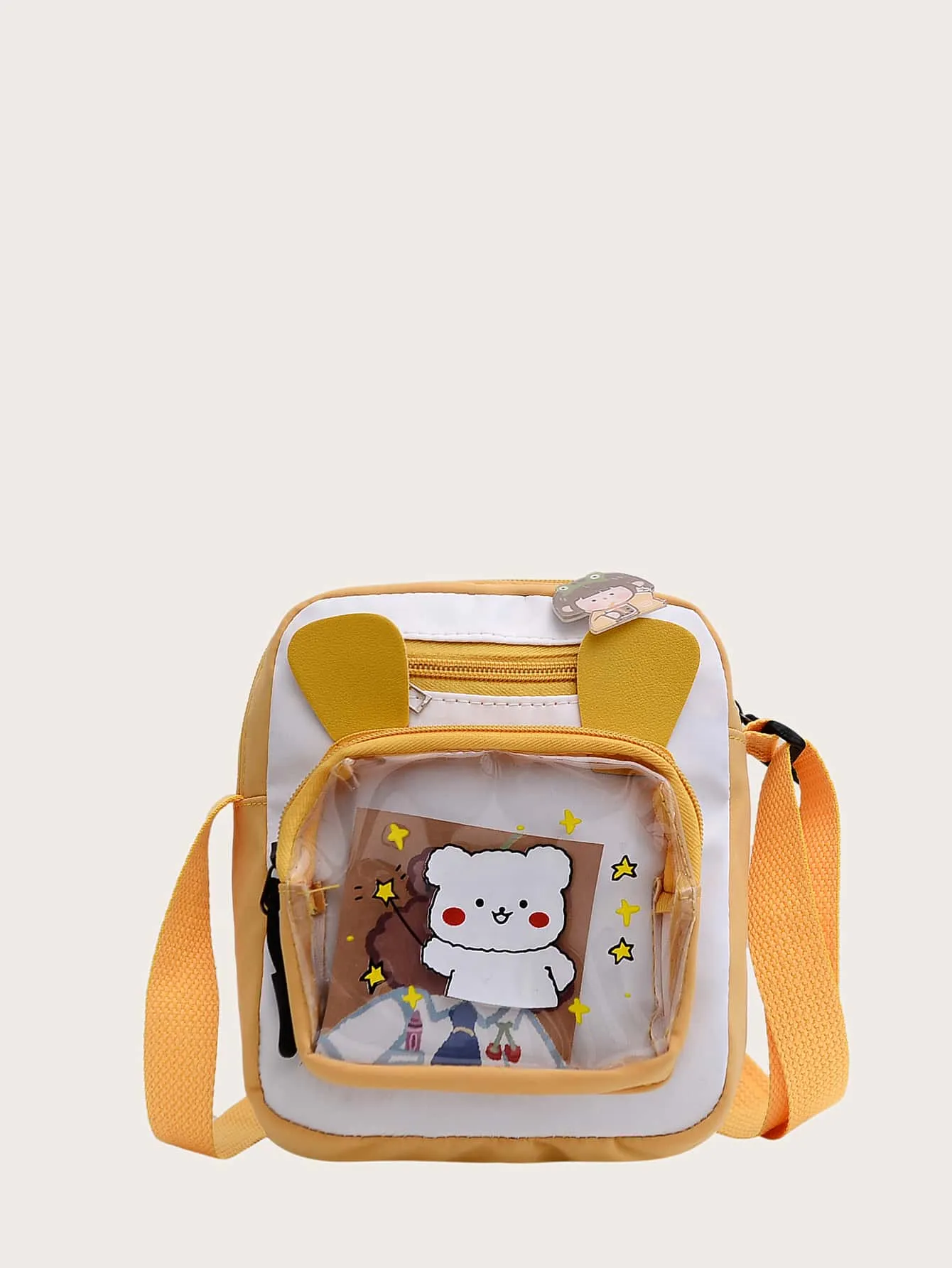 Cartoon Graphic Two Tone Crossbody Bag