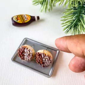 Chocolate Miniature Donuts with Chocolate Topping Ear Studs