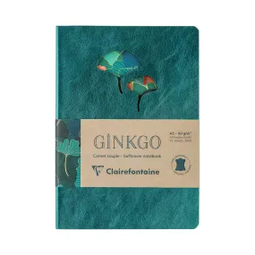 Clairefontaine Ginkgo Softcover Leather Notebook Set of 2 A5 with Cutout Ginkgo Design