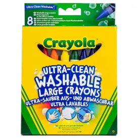 Crayola 8 Ultra-Clean Washable Large Coloured Crayons