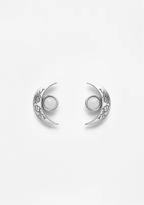 CRESCENT MOONSTONE STUDS