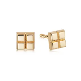 Cube Stud Earrings 18ct Gold Plate