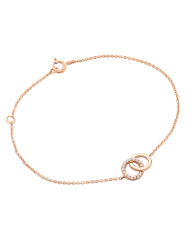 Double Diamond Circle Bracelet - 14K Rose Gold