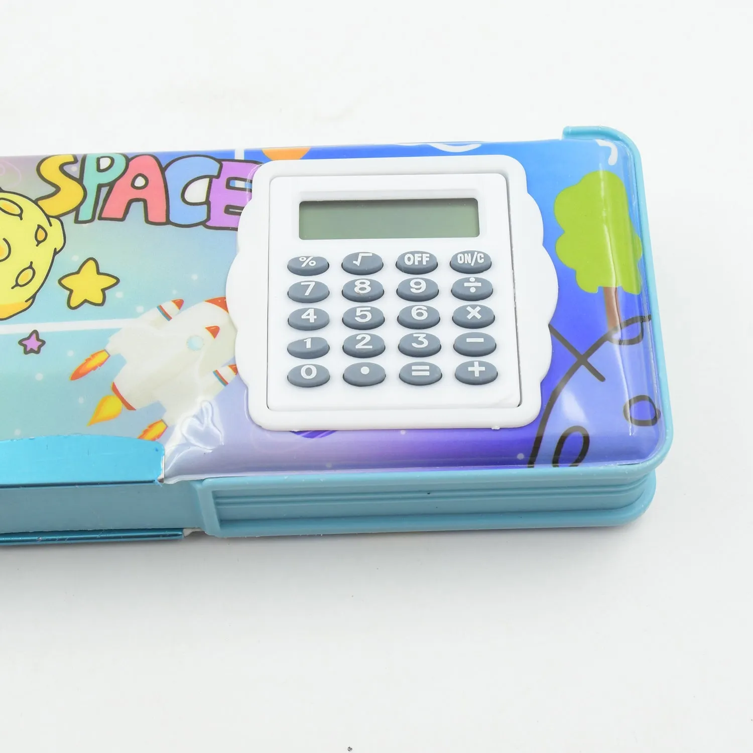 Double Sided Magnetic Geometry Box, Pencil Box with Calculator for Boys Art Plastic Pencil Box  for Girls and Boys