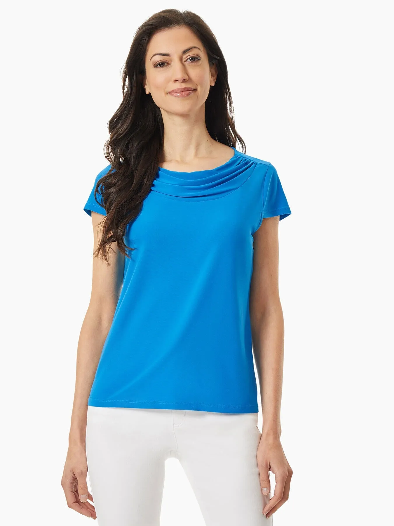 Draped Cowl Neck Jersey Knit Top