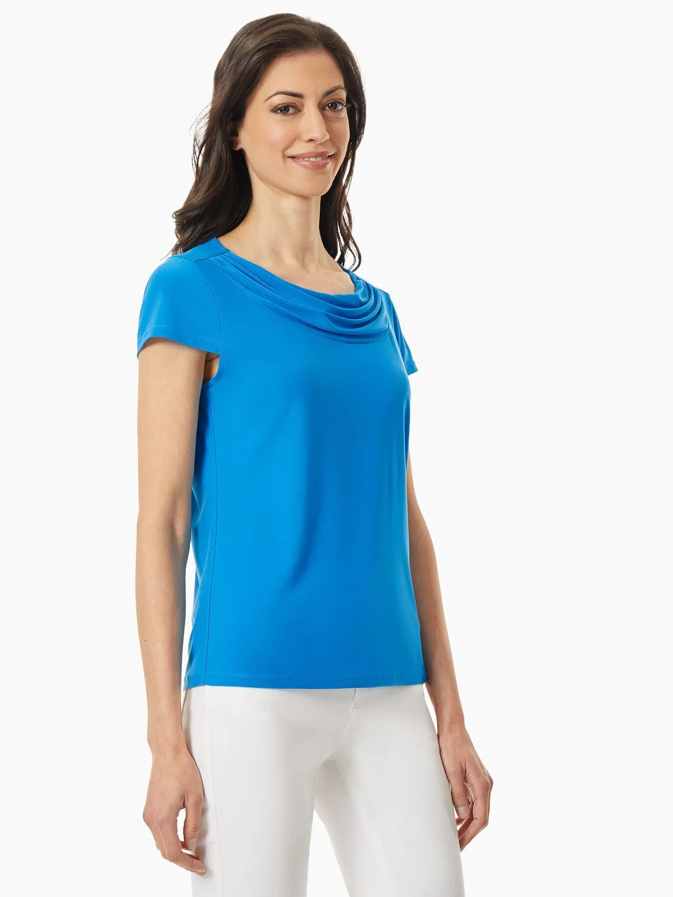 Draped Cowl Neck Jersey Knit Top