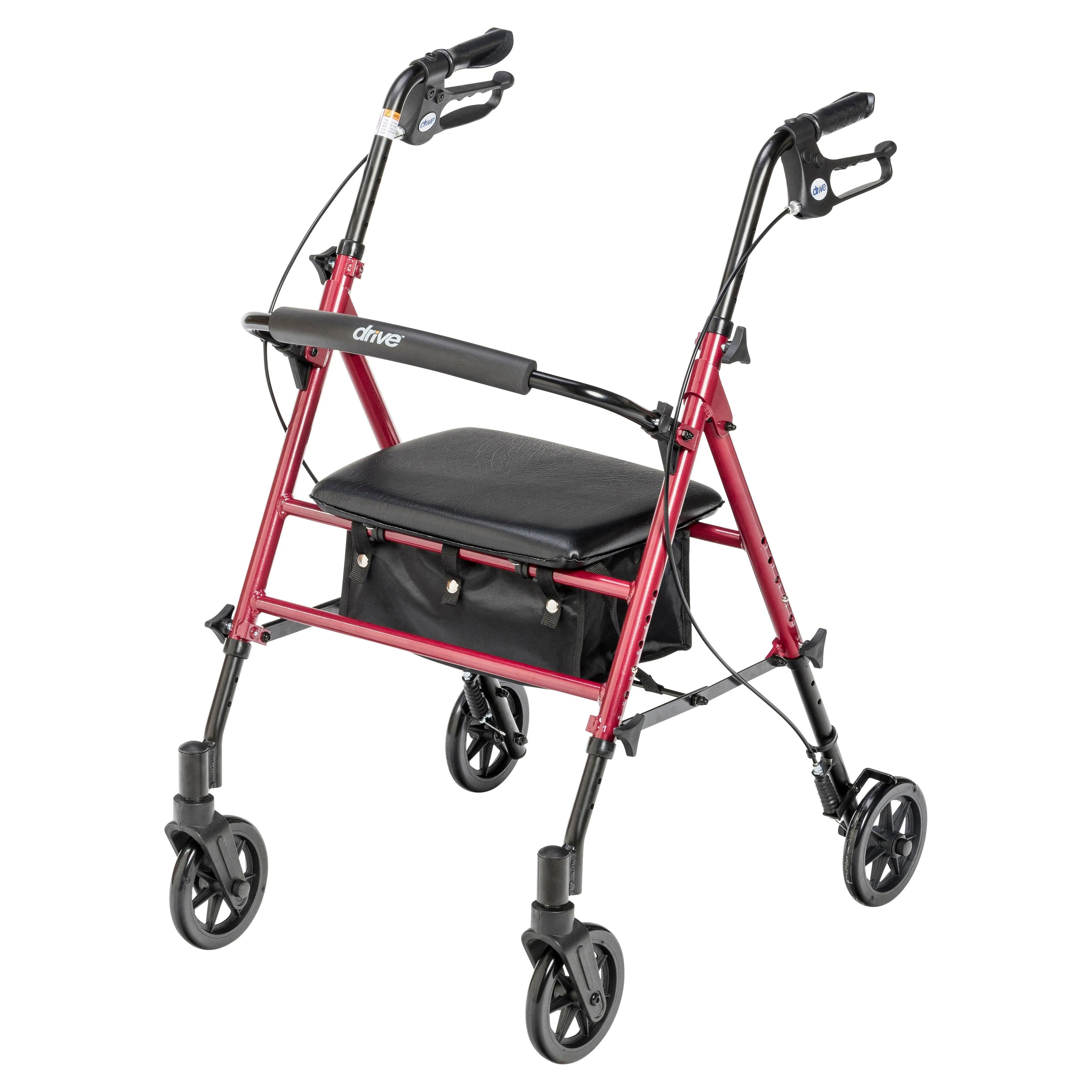 Drive Medical Adjustable Height Rollator Rolling Walker w/ 6" Wheels