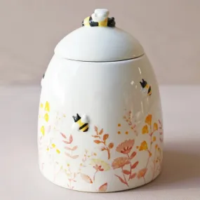 Dusky Pink Floral Bee Ceramic Jar By Lisa Angel