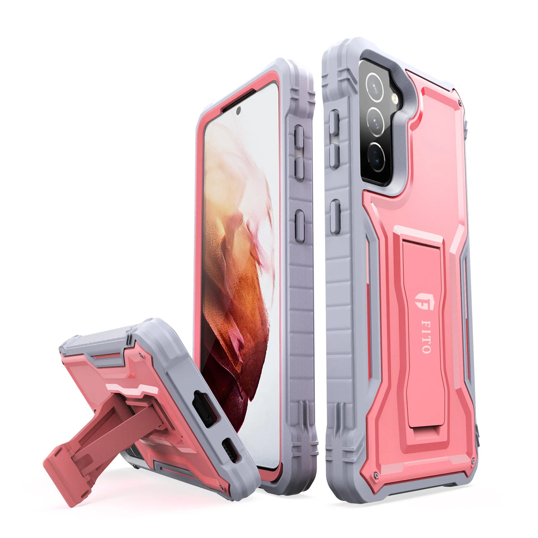 Dual-Layer Shockproof Heavy-Duty Case with Built-in Kickstand for Samsung Galaxy S21 5G Phone by FITO - Without Screen Protector