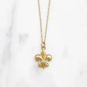 Fleur de Lis 18k & Diamond Necklace by 720