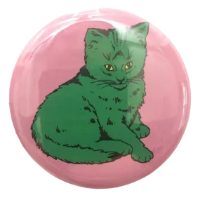 Focus Cat Button / Magnet - Green