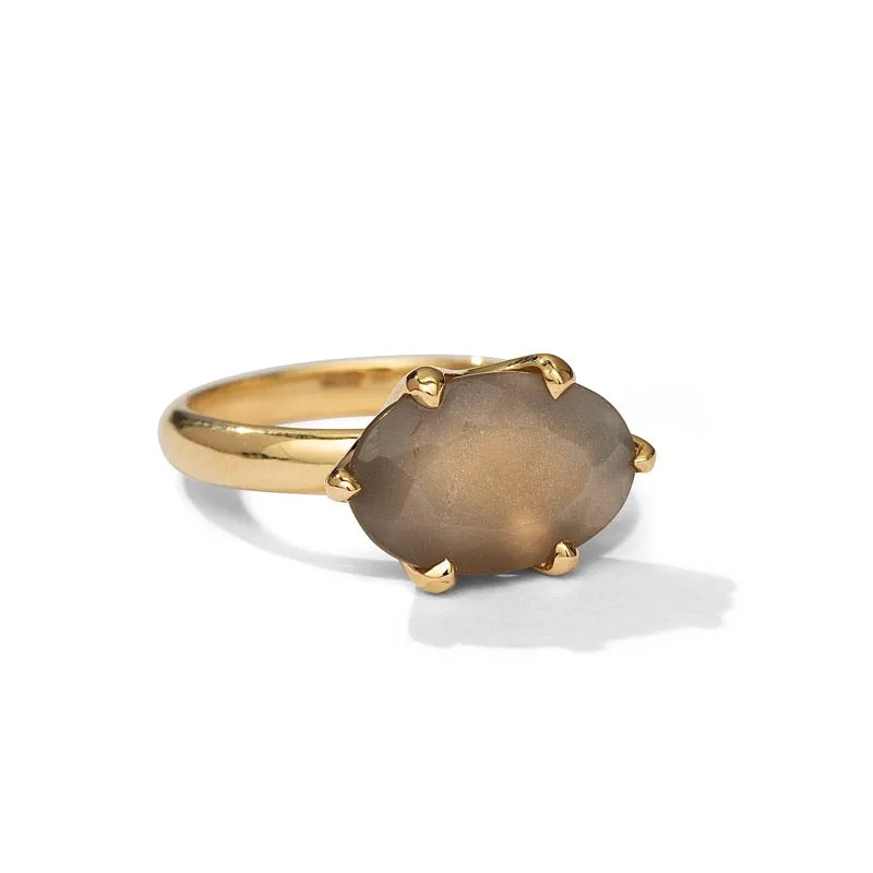 Gigi Ring, Grey Moonstone, 9kt Yellow Gold