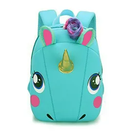 Green Curl Neoprene Unicorn Backpack for Toddlers