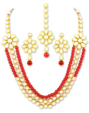 Karatcart 22K GoldPlated Antique Rani Haar Kundan Necklace Set