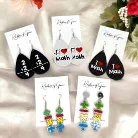 Math Teacher Earrings - STEM Earrings, Math Earrings