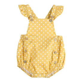 Mustard Dot Baby Ruffle Romper