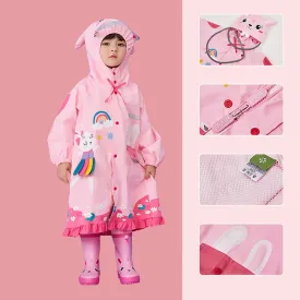 Pink Bow & Frills Rabbit Kids Raincoat