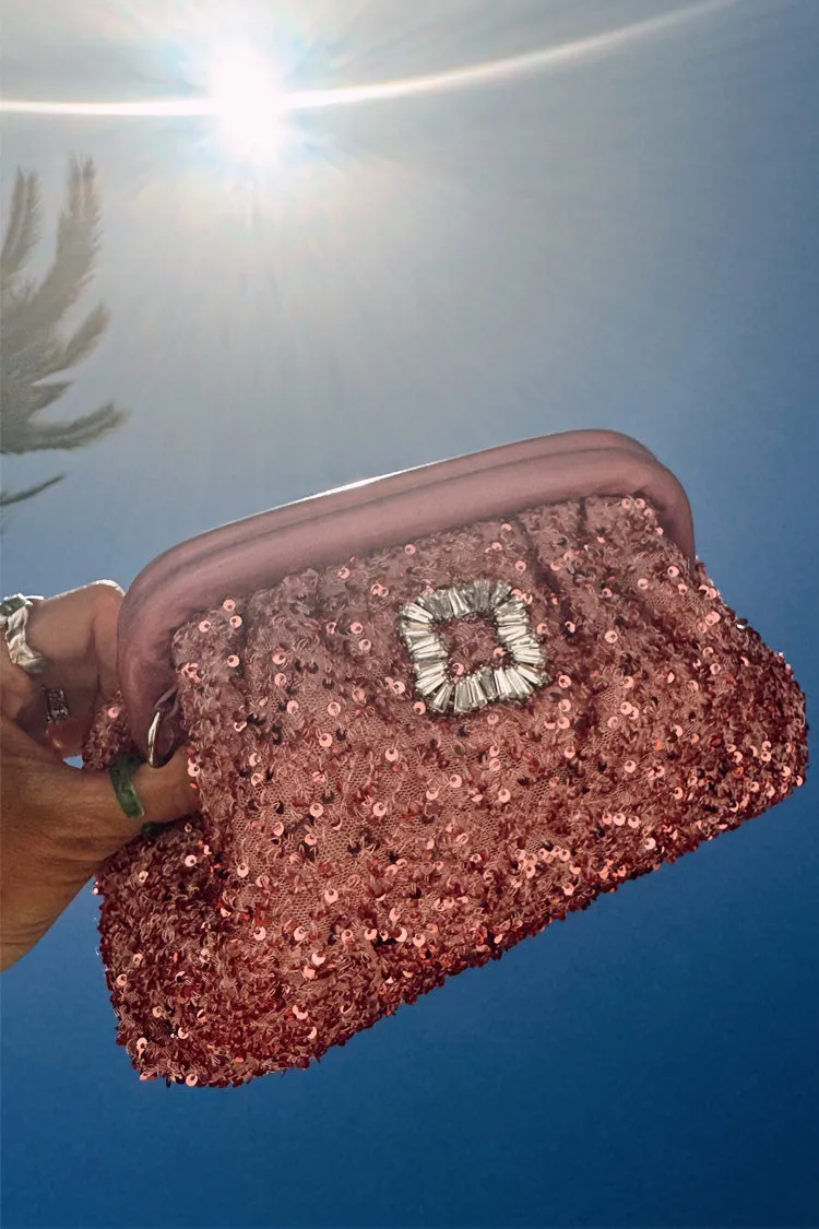 Pink Sequin Clutch Bag