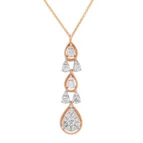 ROSE GOLD DANGLE NECKLACE WITH 22 ROUND CUT DIAMONDS, .44 CT TW