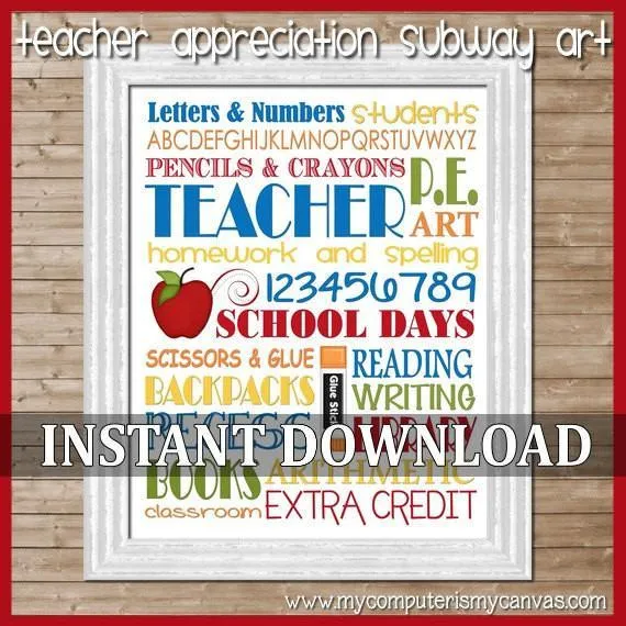 Teacher School Days Subway Art PRINTABLE