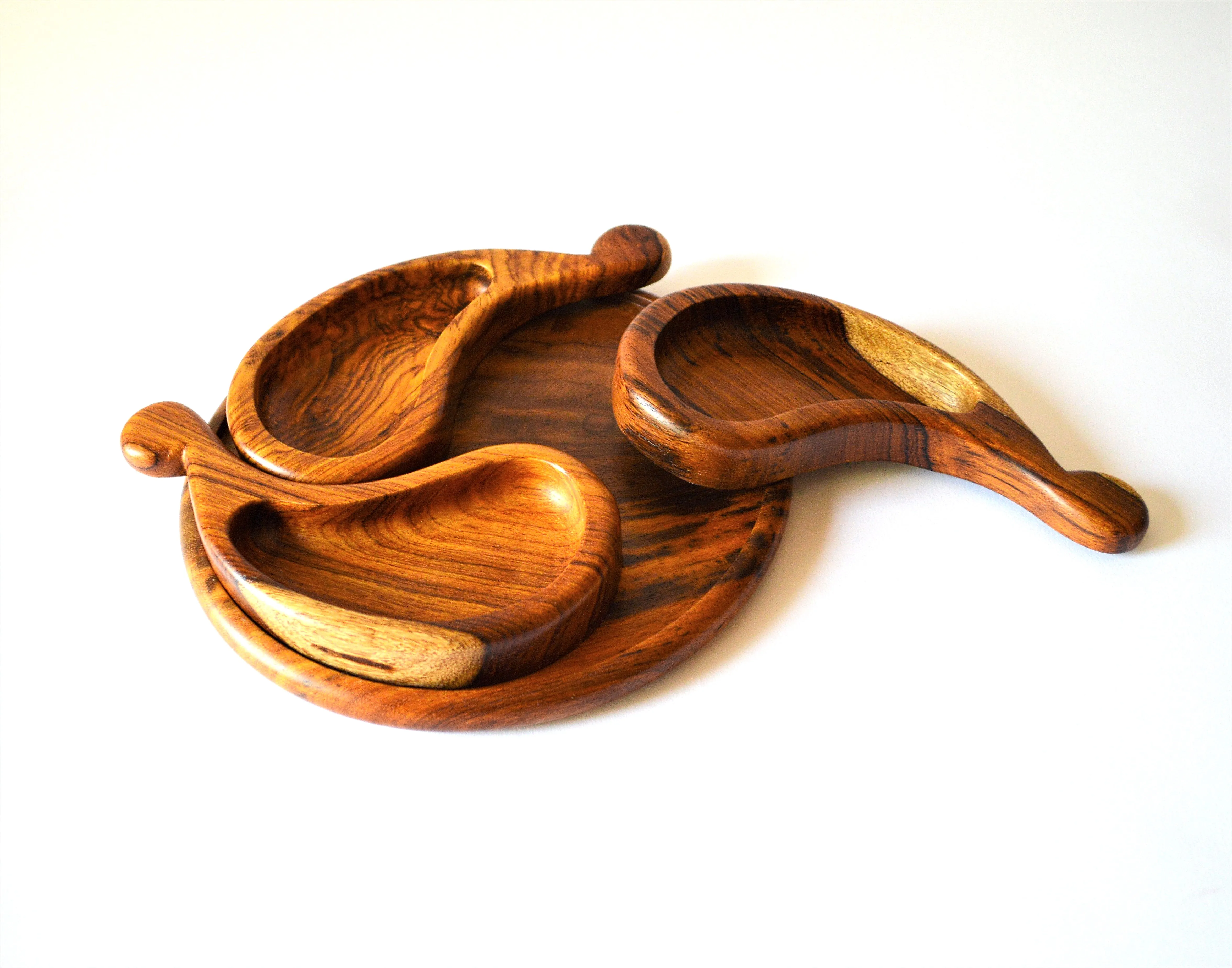 Three portions wooden Snack Platter